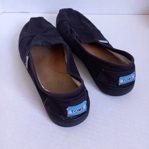 Toms kids black canvas shoes rubber sole slip On size 4 1/2c unisex girls boys